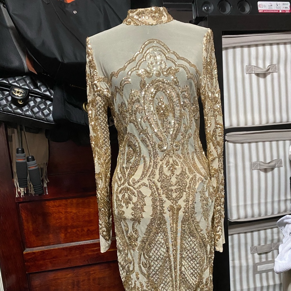 Gold sequin dress